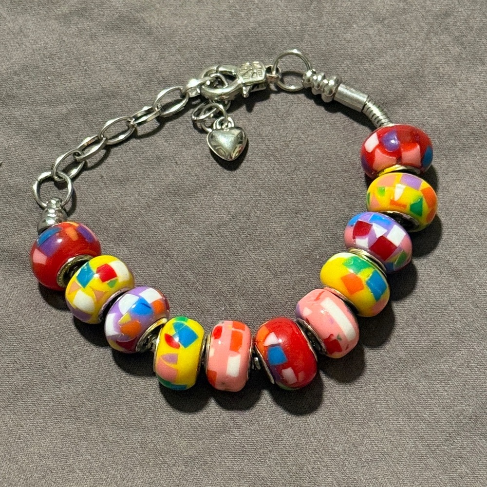 🖤 Handmade Colorful Beaded Charm Bracelet